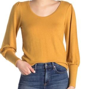 Madewell Puff Sleeve Scoopneck Top Light Sweater in Yellow